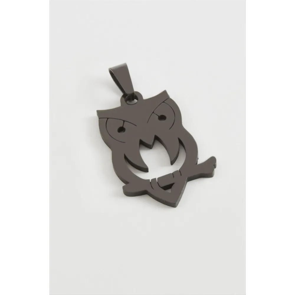 Baykuş Çelik Kolye Ucu 3 cm-Sarı