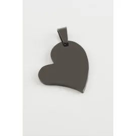 Kalp İsim Yazılabilir Çelik Kolye Ucu 2,5 cm-Siyah