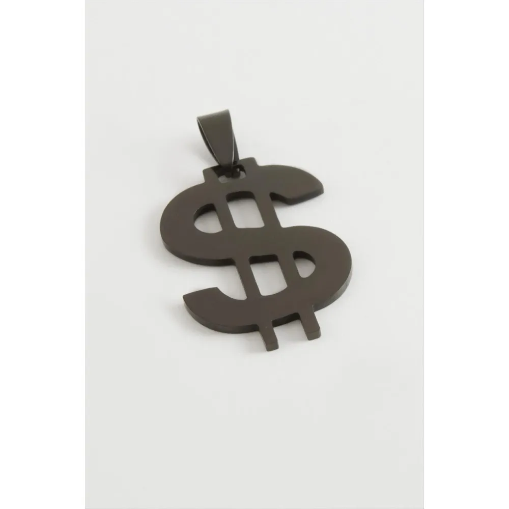 Dolar Çelik Kolye Ucu 3 cm-Siyah