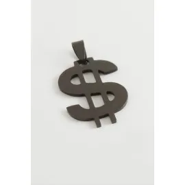 Dolar Çelik Kolye Ucu 3 cm-Siyah