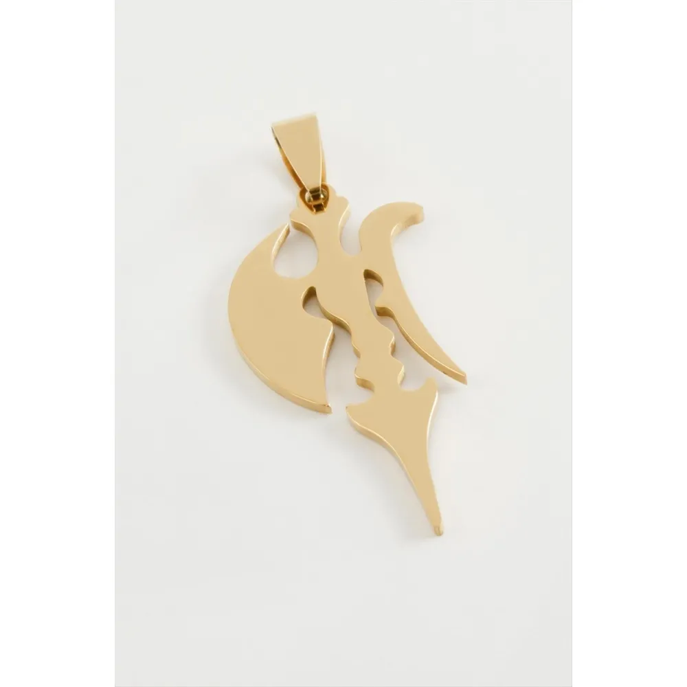 Balta Çelik Kolye Ucu 4 cm-Sarı