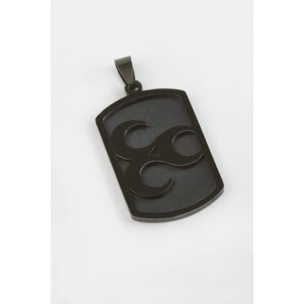 Hilal Çelik Kolye Ucu 4 cm-Siyah