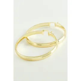 Çizgili Halka Küpe 6 cm-Sarı