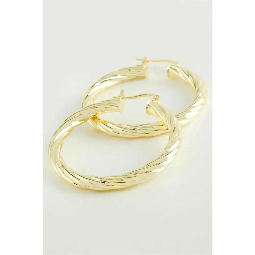 Sarmaşık Halka Küpe 4,5 cm-Sarı