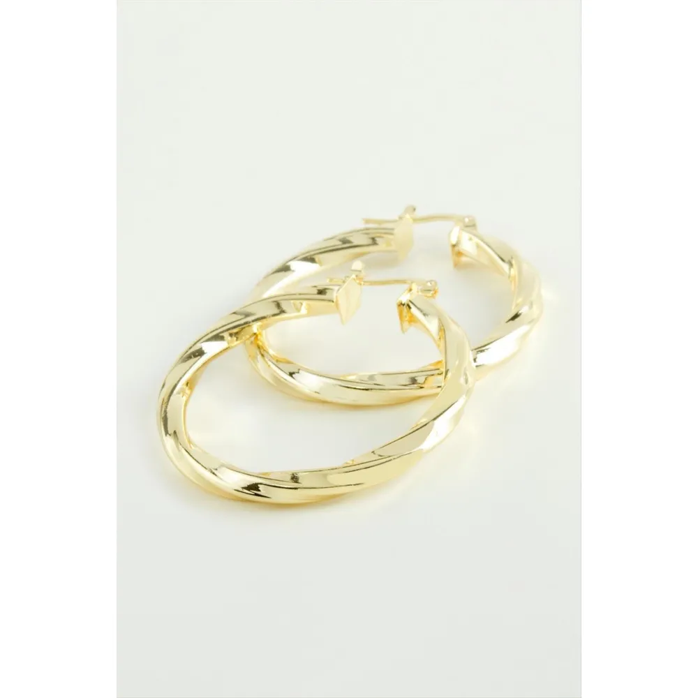 Burgulu Halka Küpe 4,5 cm-Sarı