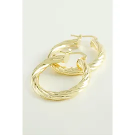 Sarmaşıklı Halka Küpe 3, 5 cm-Sarı