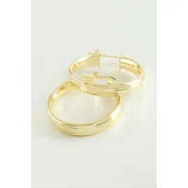 Çizgili Halka Küpe 3 cm-Sarı