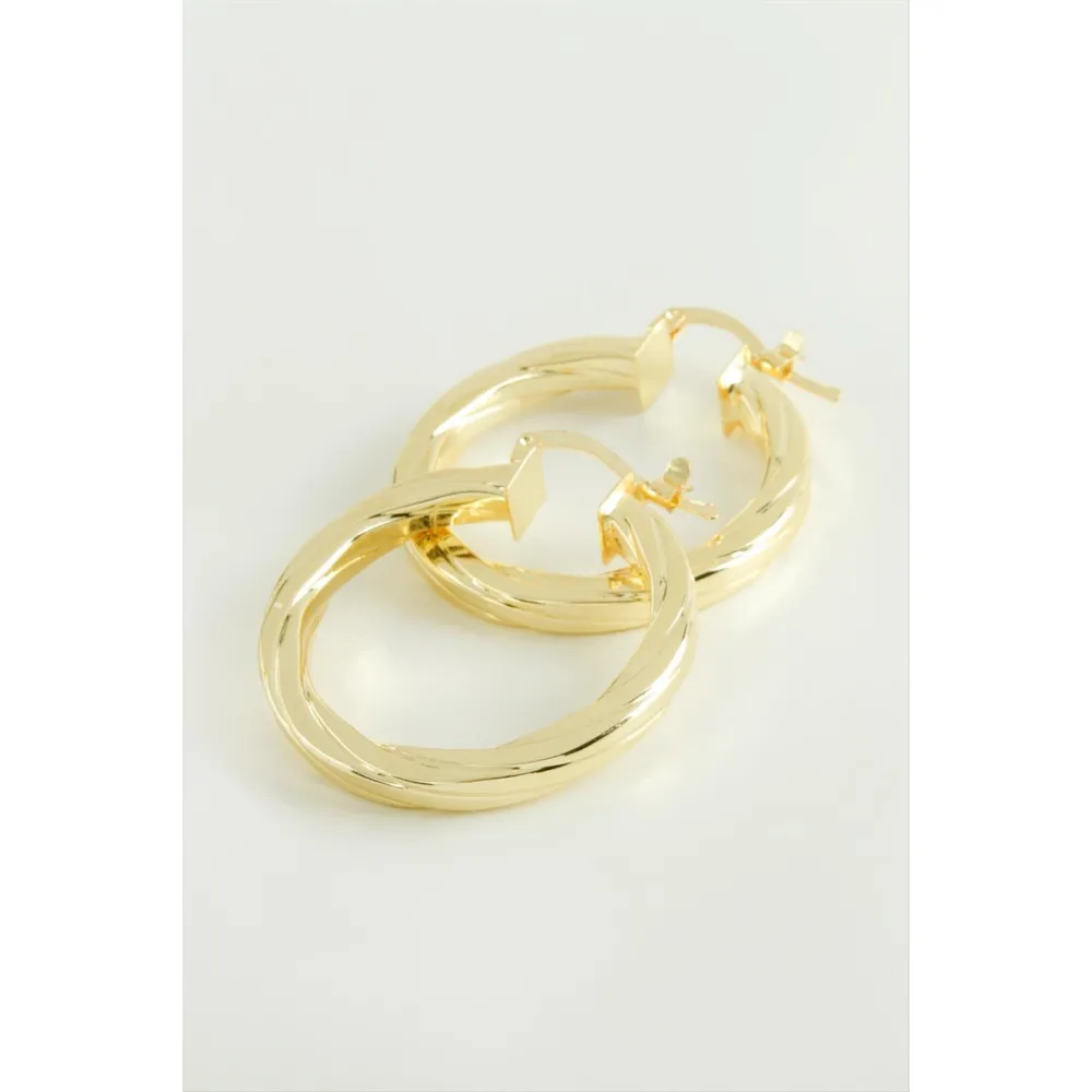 Ezme Halka Küpe 3 cm-Sarı