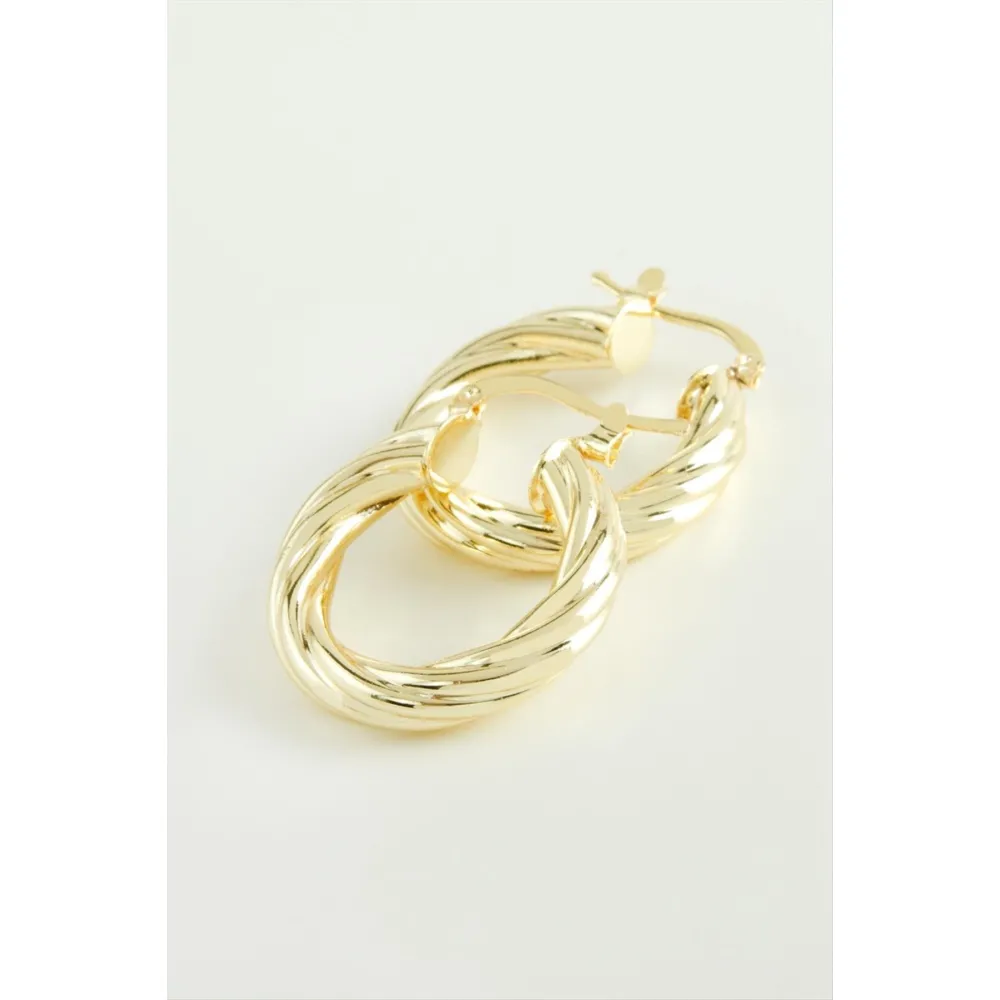 Sarmaşıklı Halka Küpe 2,5 cm-Sarı