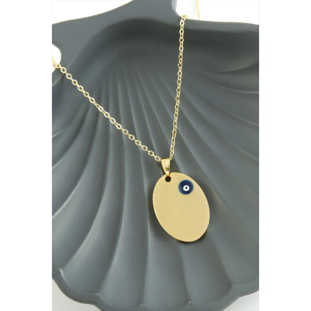 Oval İsim Yazılabilir Kolye-Sarı