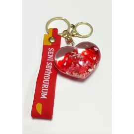 Kalp Seni Seviyorum Yazılı Silikon Anahtarlık-Renkli