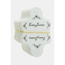 Siyah Çiçek Kolye Kartı 200 Adet-Beyaz