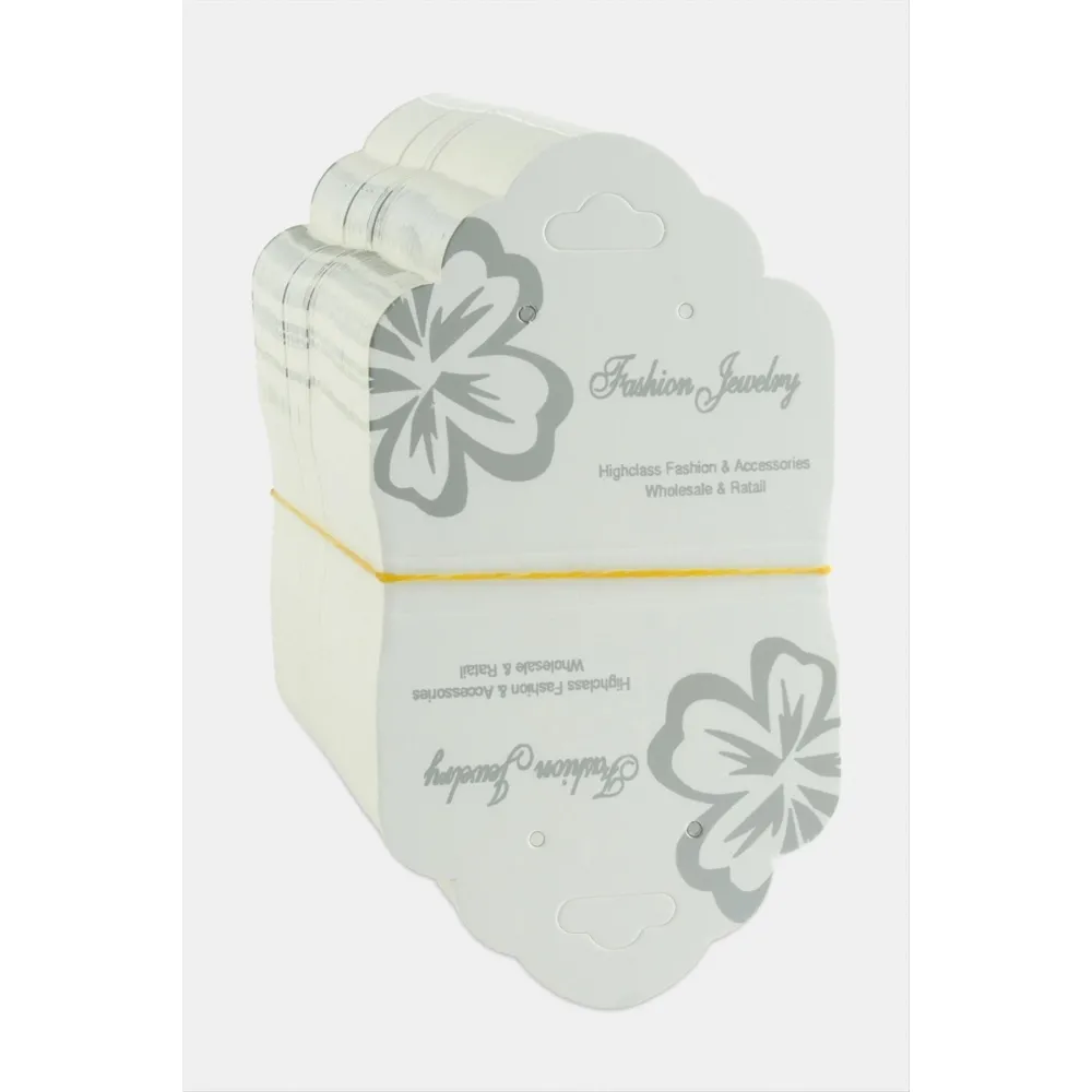 Büyük Çiçek Kolye Kartı 200 Adet-Beyaz