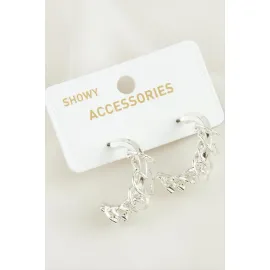 Yarım Halka Trend Metal Küpe-Gümüş Rengi