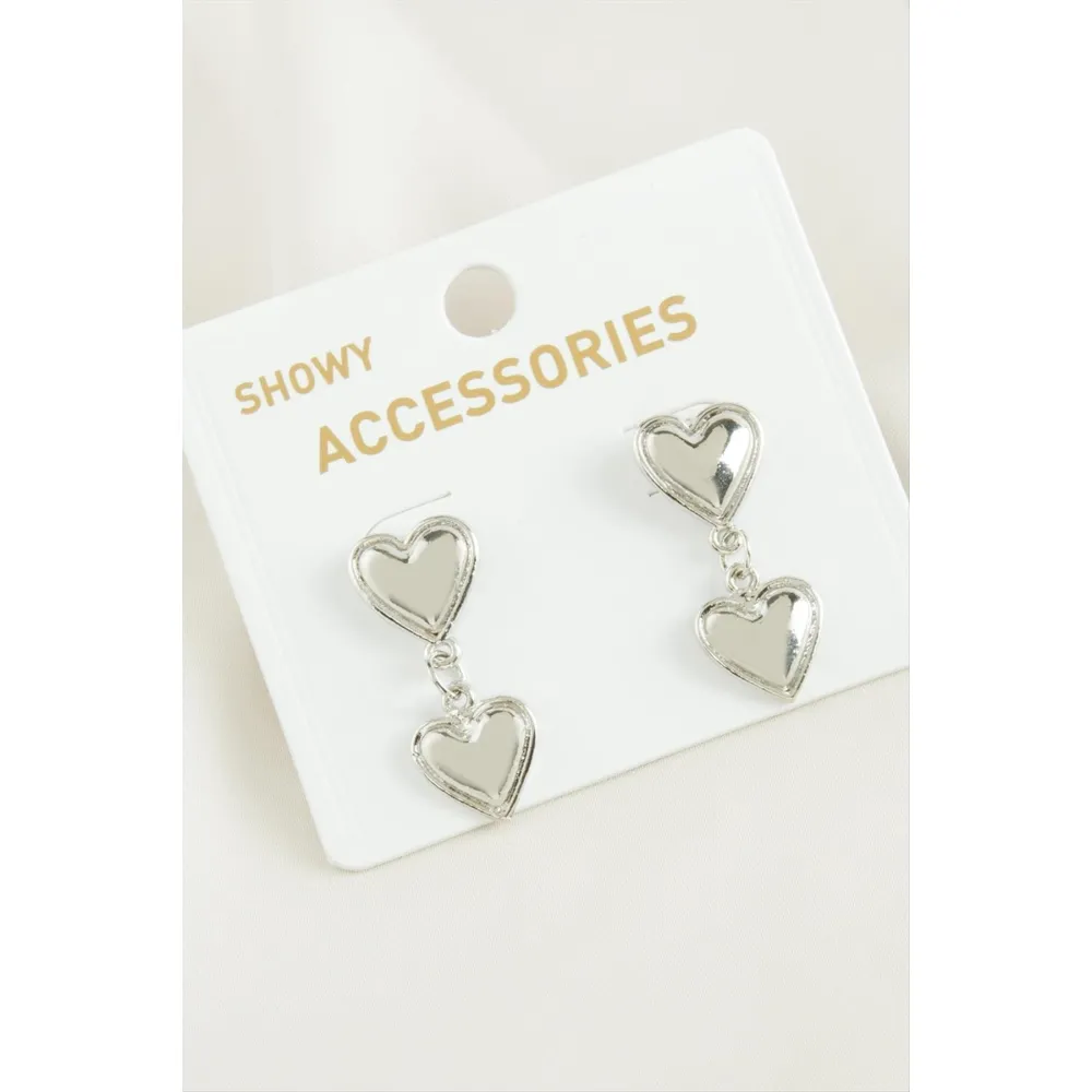 Kalp Trend Metal Küpe-Gümüş Rengi