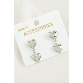 Kalp Trend Metal Küpe-Gümüş Rengi