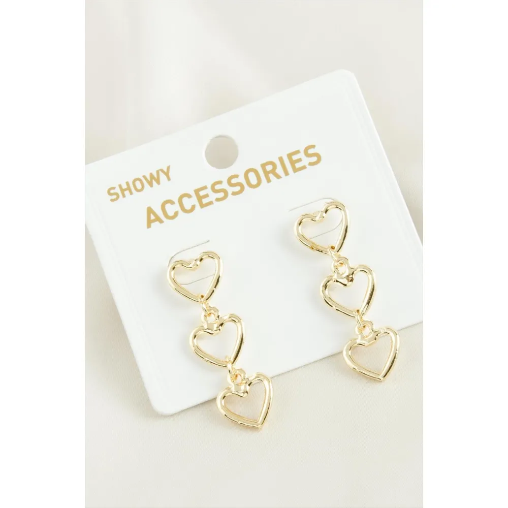 Kalp Trend Metal Küpe-Sarı