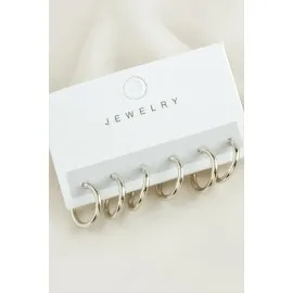 6 Adet Boru Halka Küpe 1,5 cm-Gümüş Rengi