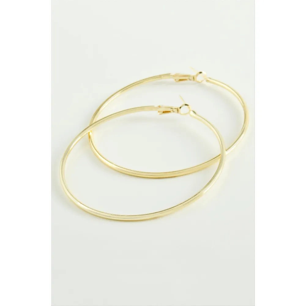 Boru Halka Küpe 5 cm-Sarı