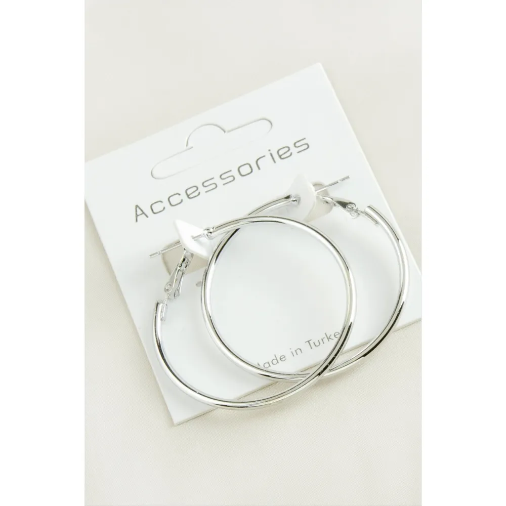 Boru Halka Küpe 4 cm-Gümüş Rengi