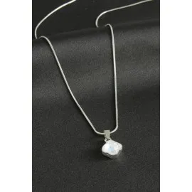 Çiçek Çelik Kolye-Gümüş Rengi