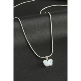 Kelebek Çelik Kolye-Gümüş Rengi