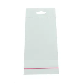 8X20 Yapışkanlı 1000 Adet Askılı Şeffaf Poşet-Gümüş Rengi