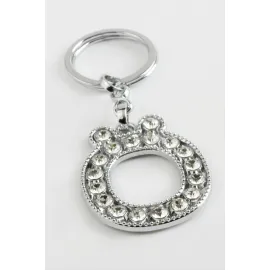 Gümüş Renkli Taşlı Harf Anahtarlık-Ö