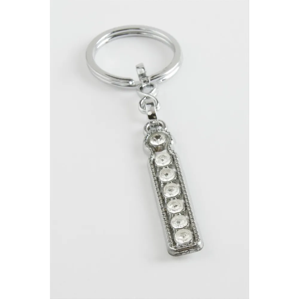 Gümüş Renkli Taşlı Harf Anahtarlık-İ