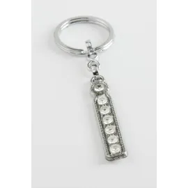 Gümüş Renkli Taşlı Harf Anahtarlık-İ