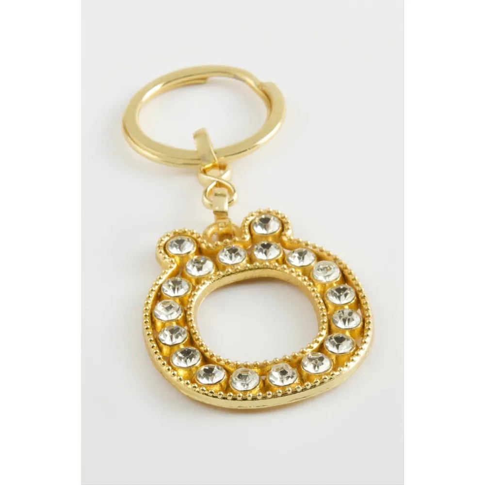 Sarı Renkli Taşlı Harf Anahtarlık-Ö