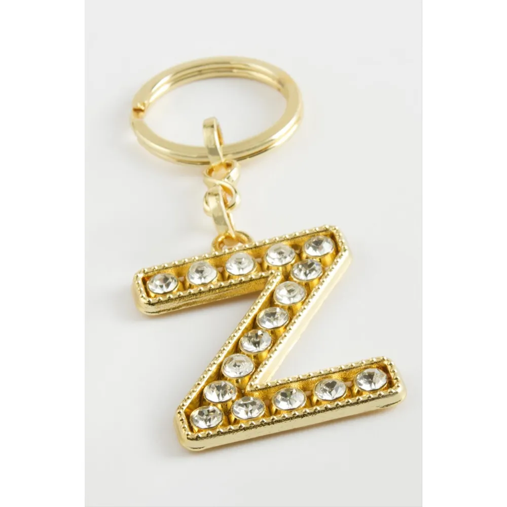 Sarı Renkli Taşlı Harf Anahtarlık-Z