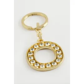 Sarı Renkli Taşlı Harf Anahtarlık-O