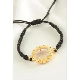 Çeyrek Altın Koyulabilir Makrome Örgülü Bileklik-Sarı