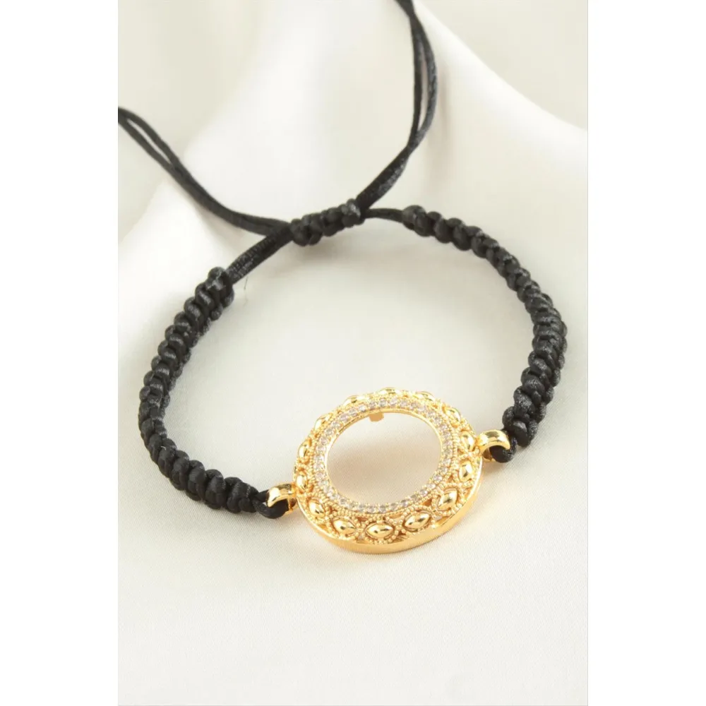 Çeyrek Altın Koyulabilir Makrome Örgülü Bileklik-Sarı