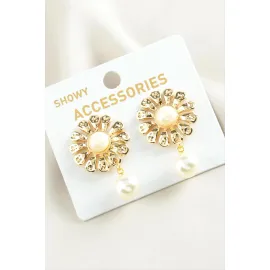 Papatya Trend İnci Küpe-Sarı