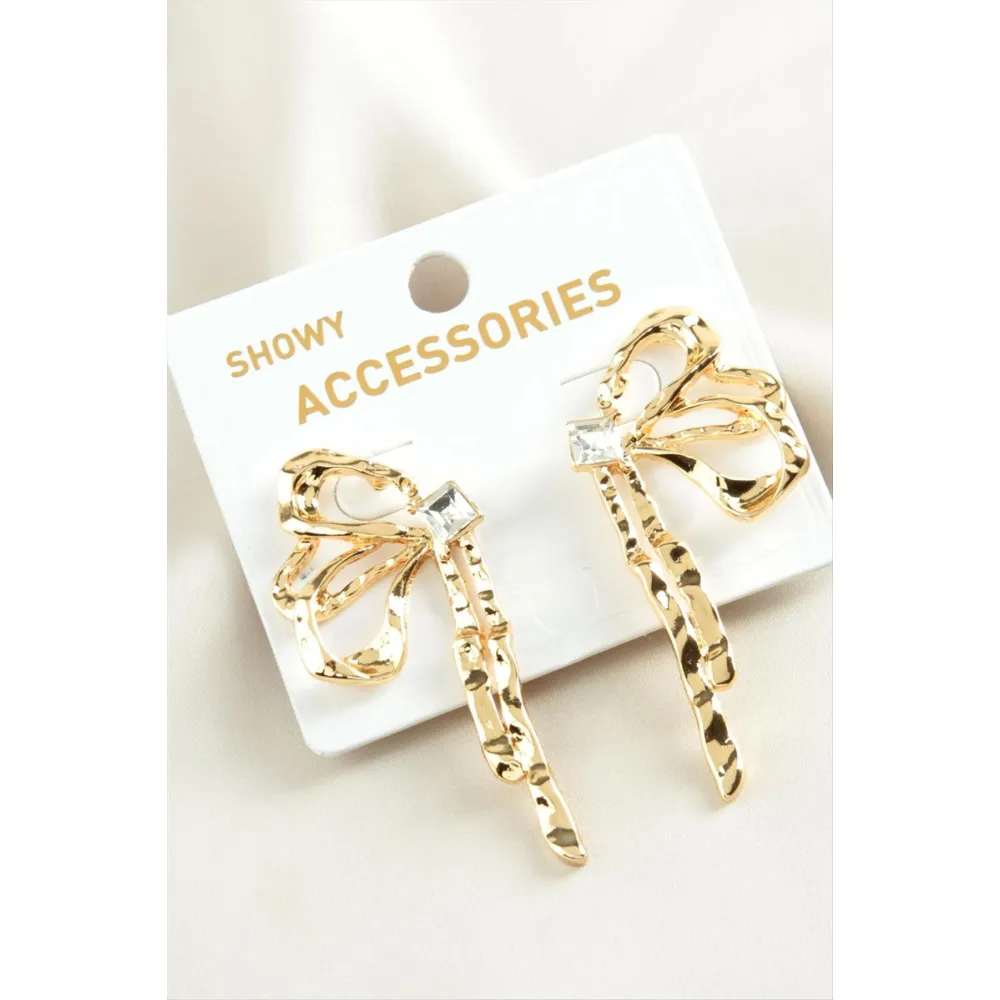 Fiyong Taşlı Trend Metal Küpe-Sarı