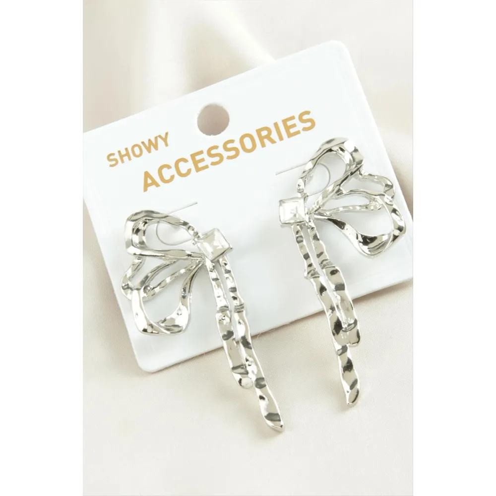 Fiyong Taşlı Trend Metal Küpe-Gümüş Rengi