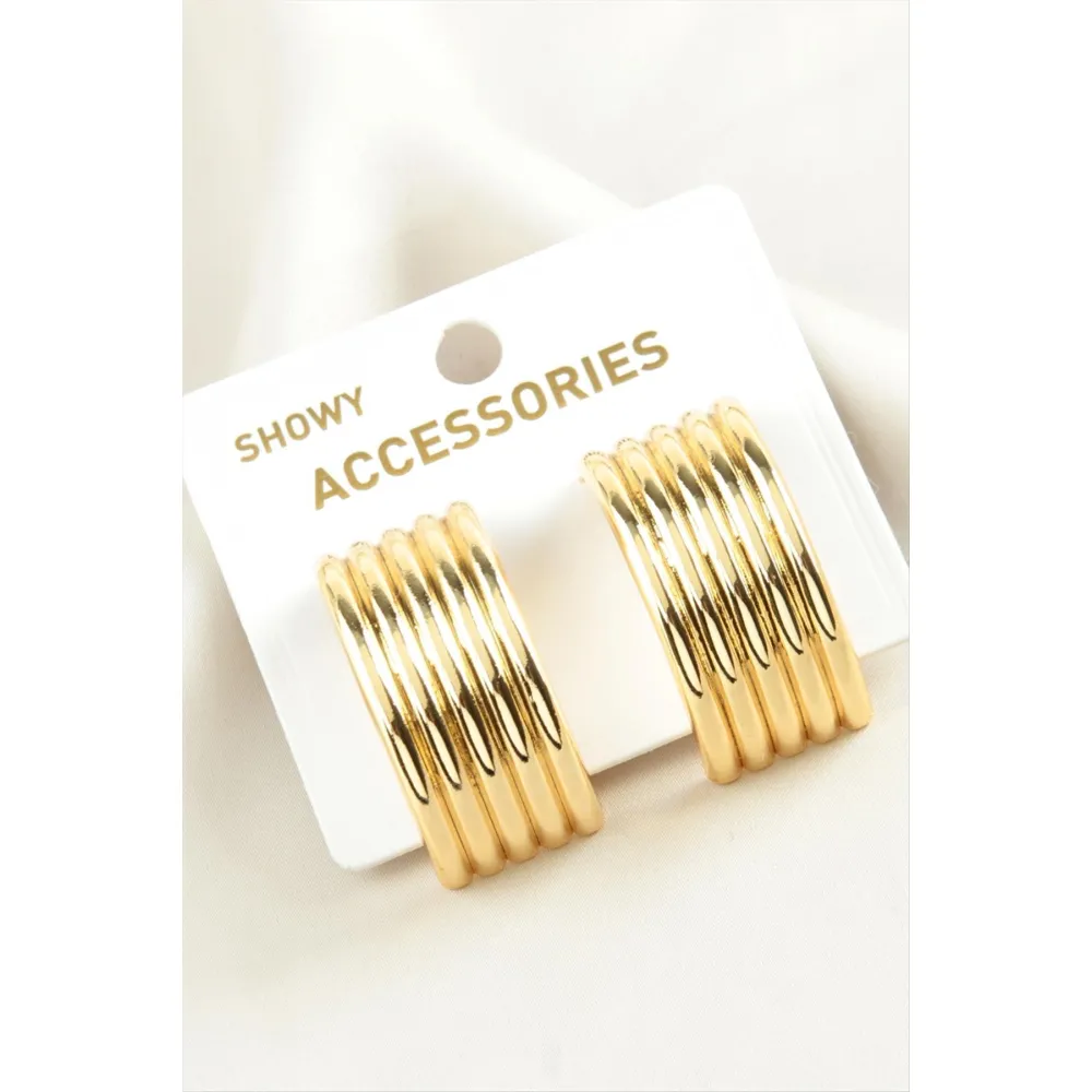 Hasır Şekilli Trend Metal Küpe-Sarı