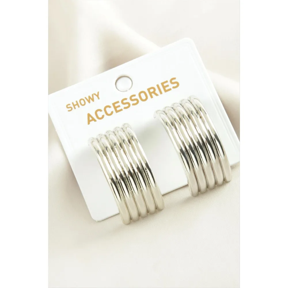 Hasır Şekilli Trend Metal Küpe-Gümüş Rengi