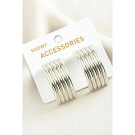 Hasır Şekilli Trend Metal Küpe-Gümüş Rengi