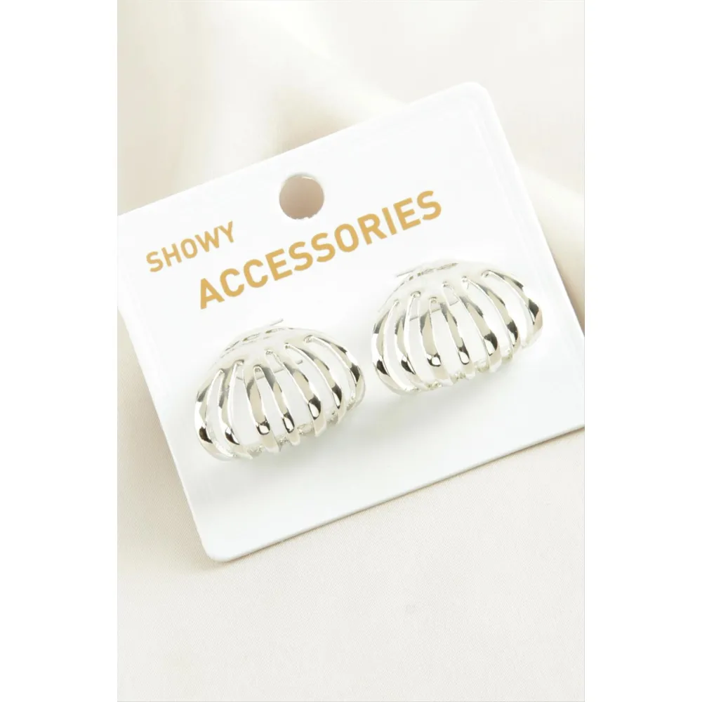 Yelpaze Trend Metal Küpe-Gümüş Rengi