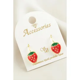 Çilek Mineli Klipsi Küpe-Sarı