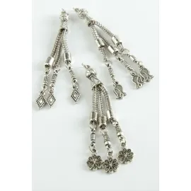 Karışık Tesbih Püskülü 1 Adet-Gümüş Rengi