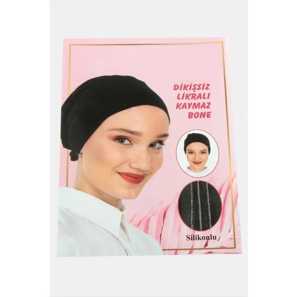 Dikişsiz Likralı Kaymaz Bone-Siyah