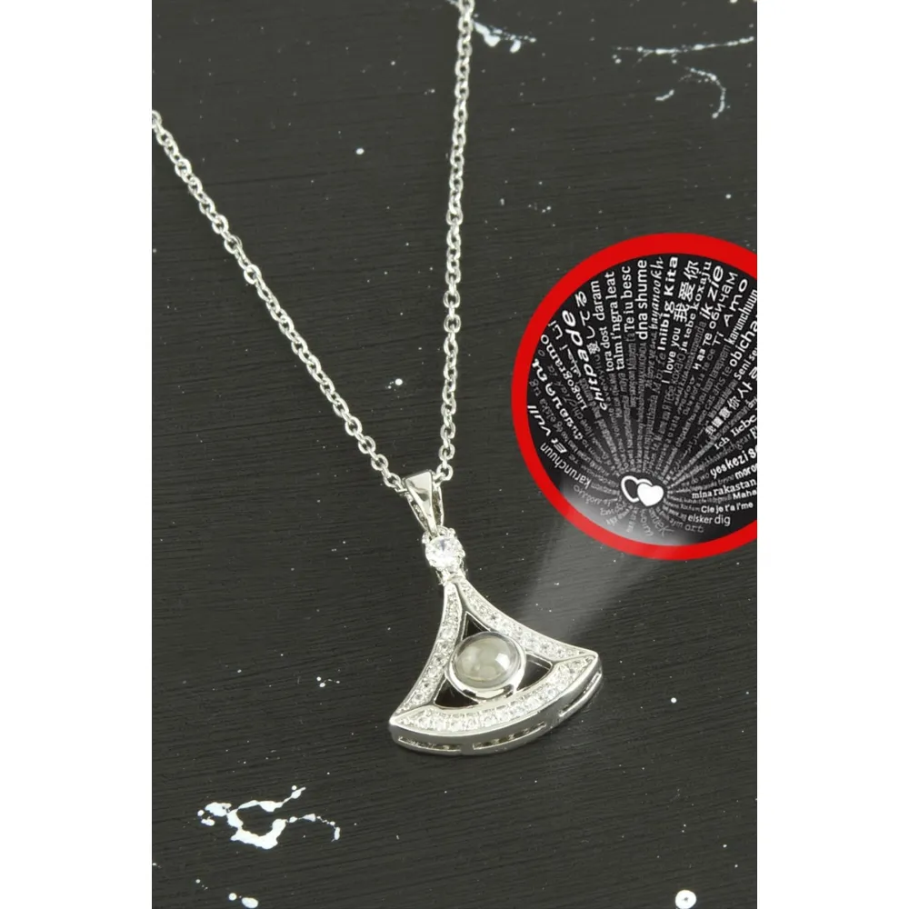 Oval Lüks Çelik Kolye 100 Dilde Seni Seviyorum-Sarı