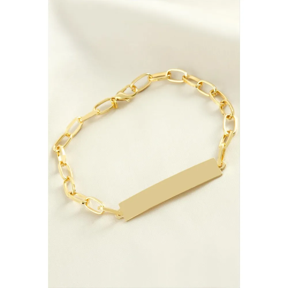 İsim Yazılabilir Boş Plaka Bileklik-Sarı