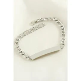 İsim Yazılabilir Boş Plaka Bileklik-Gümüş Rengi