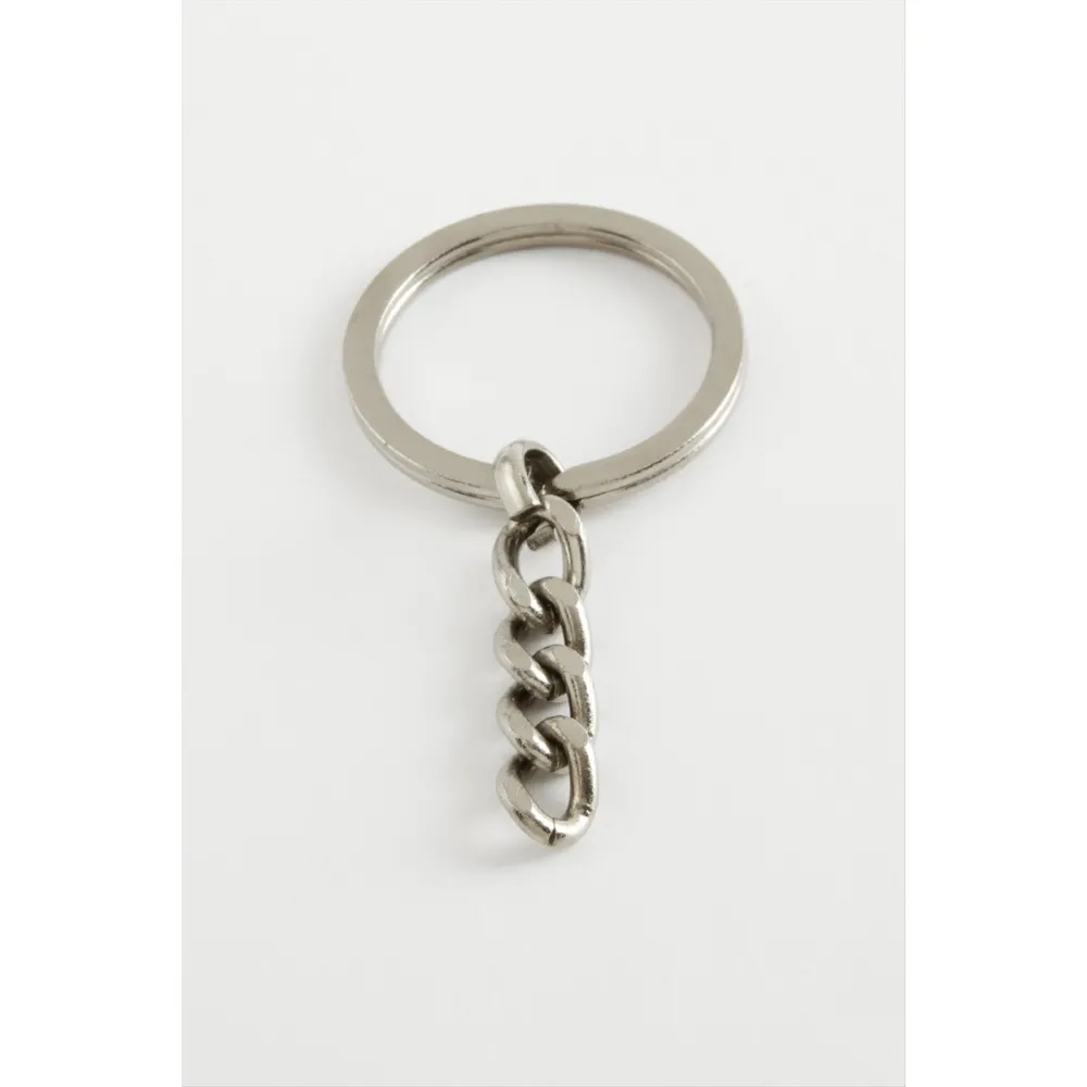 Kalın Metal Anahtarlık Aparatı-Gümüş Rengi