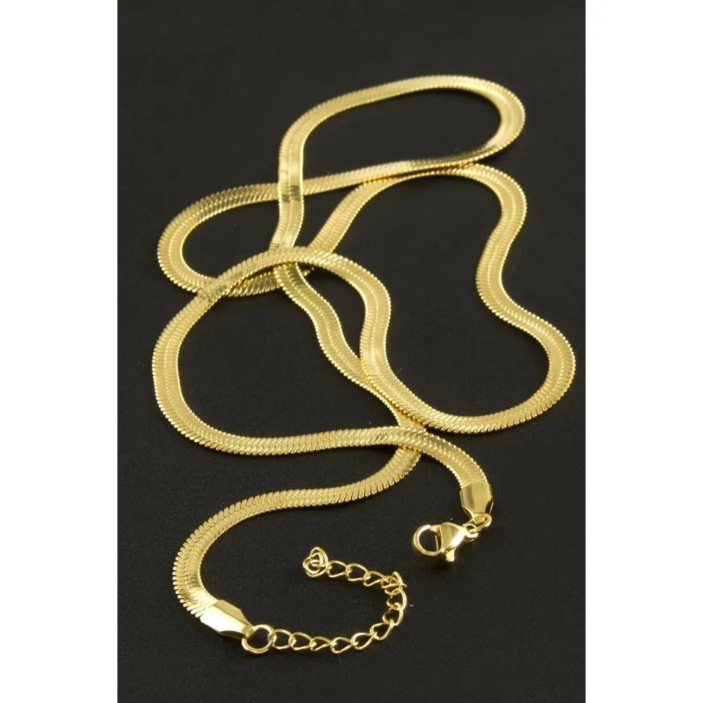 İtalyan Zincir Çelik Kolye 60 cm-Sarı